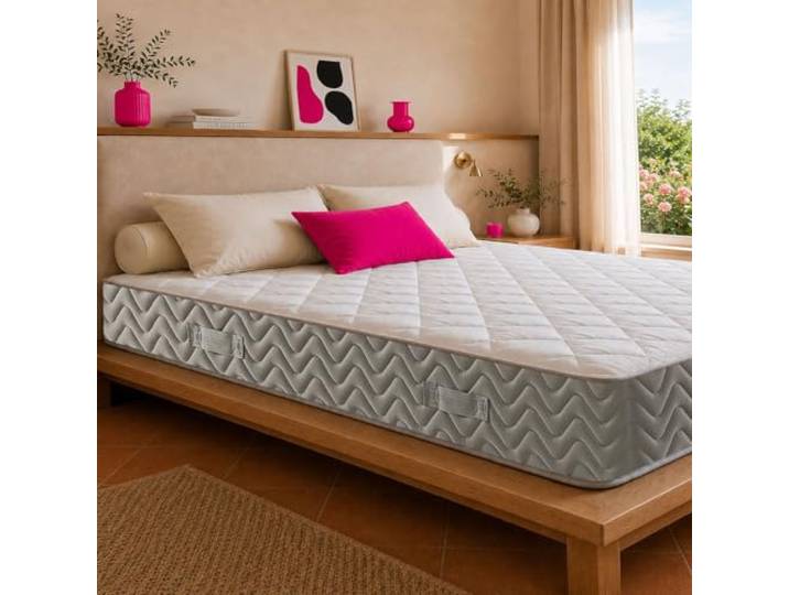 GEEMMA s.r.l. Matratze mit fester Einzelfederung, 85 x 190 cm, orthopädisch, umdrehbar, feste Seite/halbstarr, Massage, Höhe 21 cm, gegen Rückenschmerzen, antiallergischer Stoff – Modell Massage 21