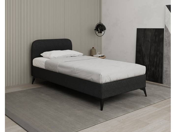 MAVILO 100x200cm, Polsterbett, Einzelbett, Stoff Schwarz - Raven 18