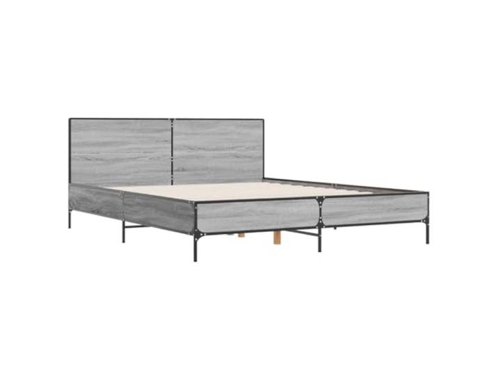 KTHLBRH Bettgestell Grau Sonoma 120 x 200 cm, mehrschichtiges Holz und Lattenrost aus Sperrholz inklusive, Beine aus Metall, Rückenunterstützung, Bettgestell