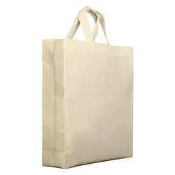 MONOUSO - Vliesstofftasche PREMIUM Kurzen Griffen Creme 25+10x30cm (25 Stück)