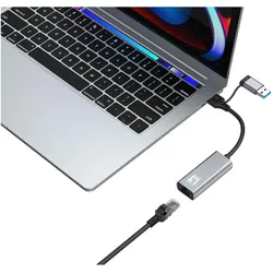LevelOne USB-0423 (USB, USB-C, RJ45 2.5 Gigabit Ethernet (1x)), Netzwerk Adapter, Grau