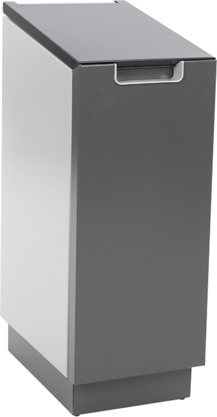 Feuersicherer Wertstoffsammler Connector Bin mit Hebedeckel | 55 Liter, HxBxT 81,6x30,3x45,2cm | Aluminium | Anthrazit / Grau