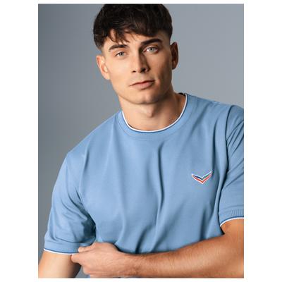 T-Shirt TRIGEMA "TRIGEMA T-Shirt in Piqué-Qualität", Herren, Gr. 3XL, blau (horizont), Piqué, 100% Baumwolle, Basic, Rundhals, Shirts T-Shirt