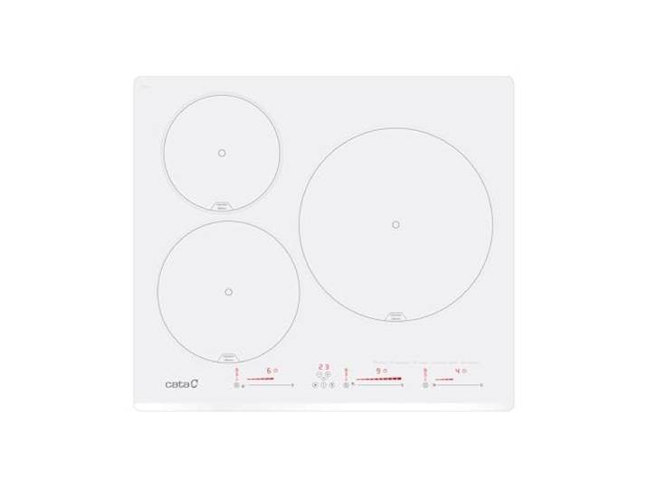 CATA Induktionskochfeld IB 6003 E2 WH3, 3 Kochbereiche, Touch-Steuerung, 9 Stufen, einstellbare Leistung, Sicherheitsverriegelung, Timer, Weiß