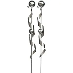 2x Edelstahl Garten Stecker Spiralen Design Kugel Erdspieß Dekoration H 140 cm