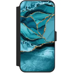 Nivocase Klapphülle für Apple iPhone 16 Plus Handyhülle aus Kunst Leder NIVOflip schwarz Edelstein Glitzer (Apple iPhone 16 Plus), Smartphone Hülle, Schwarz