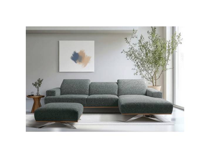 Livetastic Ecksofa, Anthrazit, Metall, Eiche, massiv, L-Form, Ottomane rechts, 295x187 cm, Made in EU, Rücken echt, Wohnzimmer, Sofas & Couches, Wohnlandschaften, Ecksofas