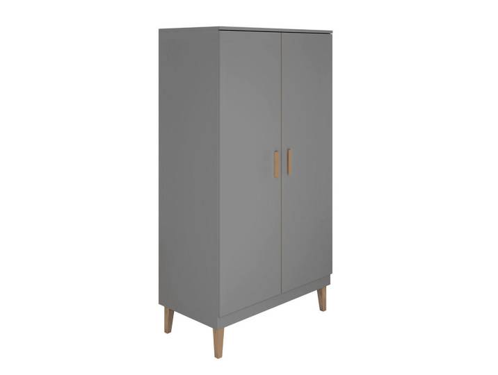 Petits-meubles Schrank 2 Türen Kubi Grau, 184x55x100 cm, Schlafzimmer, Kleiderschränke