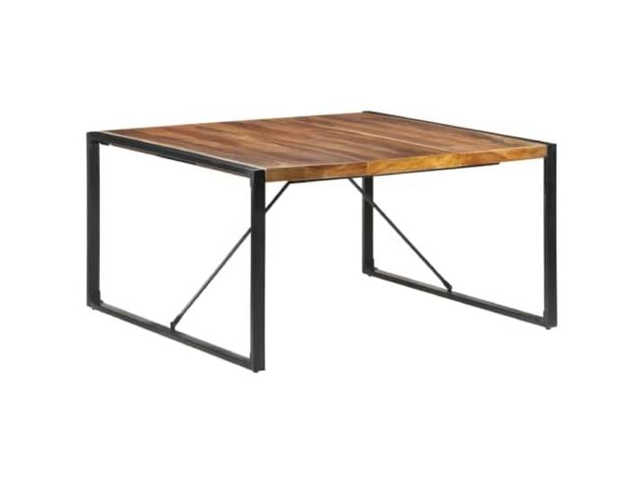 Xolmizyn Massivholz Esstisch 140x140x75 cm aus Akazienholz und Gummibaumholz, robuster Industriedesign Küchentisch mit pulverbeschichteten Stahlbeinen