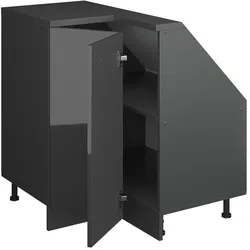 Vicco, Kommode + Sideboard, Dachschrägenschrank Eckschrank Rion, Anthrazit Hochglanz/Anthrazit/Anthrazit, mit 1 Tür