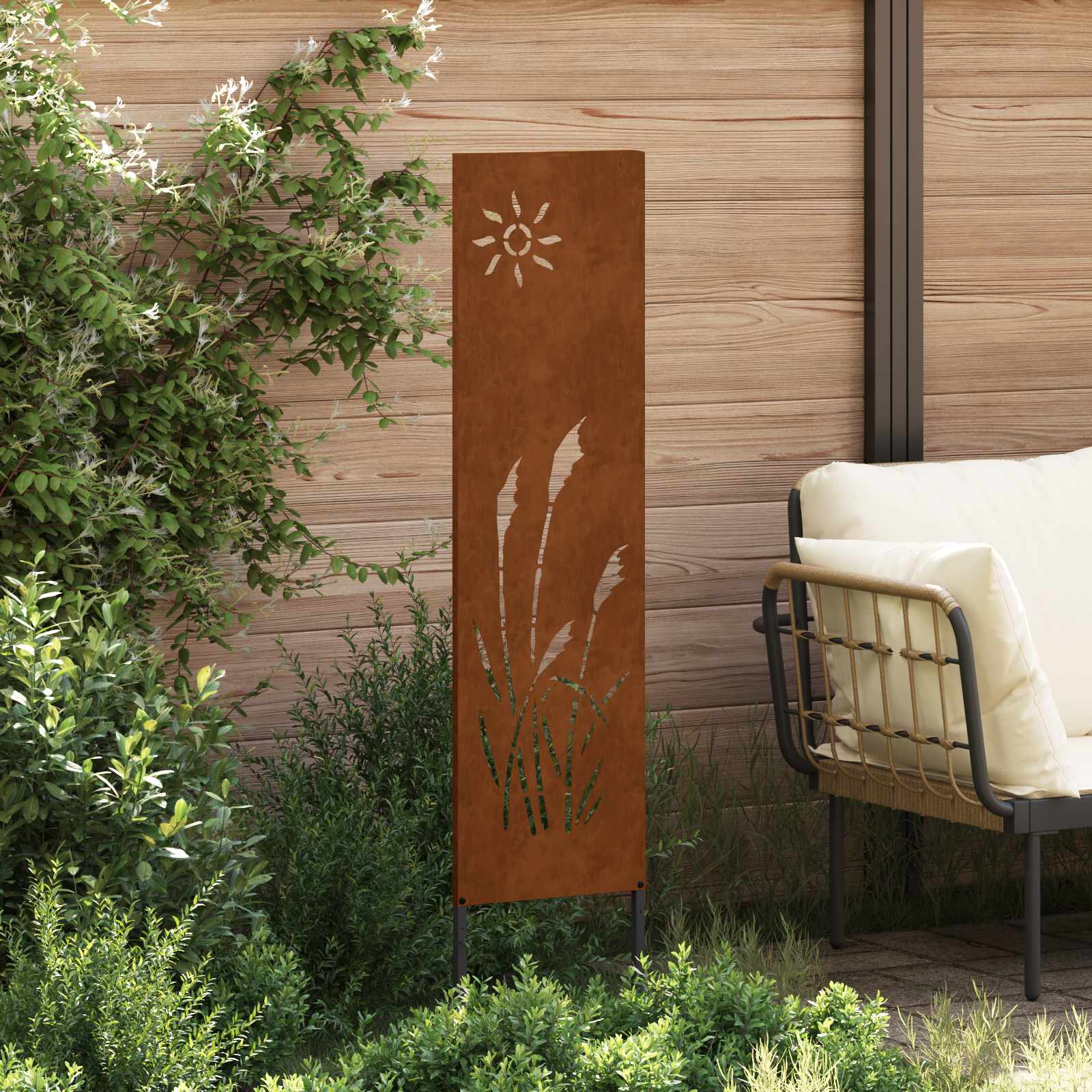 vidaXL Écran de confidentialité de jardin Fretwork Rouillé 32 x 140 cm