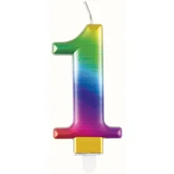 Regenbogen Kerze Zahl 1