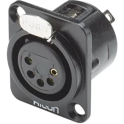 HICON XLR, 5-pol , Metall-, Löttechnik-Einbaubuchse, vergoldete(r) Kontakt(e), Type D, schwarz
