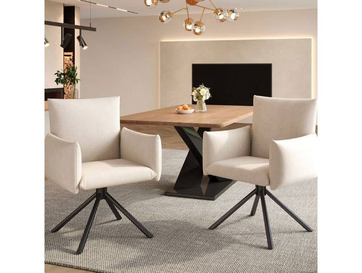 Ensemble de chaises - Chaise pivotante - Velours beige - Confort ergonomique - Lot de 2