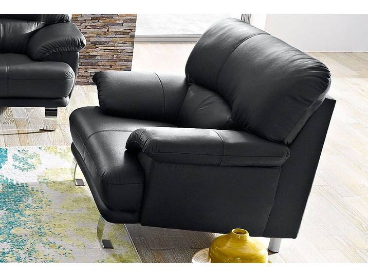 Sessel, Schwarz, 112x87x89 cm, Microfaser & Naturleder, Komfortabel, Modern