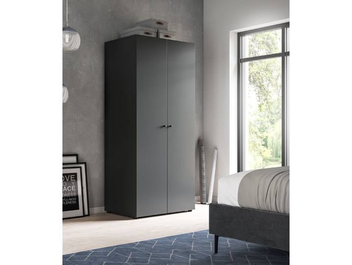 Armoire à portes battantes Darwin 80cm Gris/Anthracite