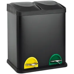 SVITA TC2X15 Mülleimer 30L 2x15 Treteimer Papierkorb Mülltrennung Stahl Schwarz