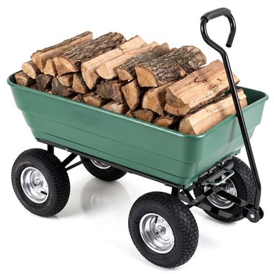 COSTWAY Gartenwagen Kippfunktion 410kg, 125L, Griff verstellbar, Luftreifen stoßdämpfend, Transport