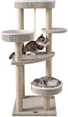 "Costway 51""Carpeted Cat Tree with Comfy Plush Perches for Indoor Cats-Beige"