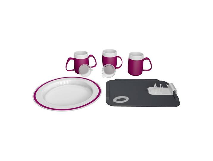 Ornamin Geschirr-Set Therapeuten-Set, Esshilfe l Trinkhilfe l Pflegegeschirr l Alltagshilfe l Therapiebedarf