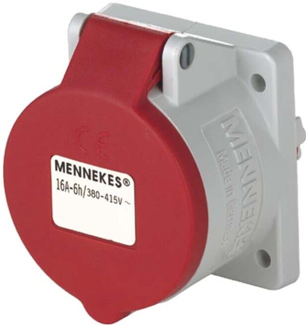 Mennekes Anbaudose TwinContact mit fünfpoligem Stecker und sechsstündiger Schaltstellung, Nennstrom 16 A, Nennspannung 400V, Schutzart IP44, Artikelnummer 3385, 3385)