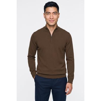 Troyer OLYMP, Herren, Gr. M, schwarzbraun, Strick, Obermaterial: 100% Schurwolle, regular fit normal, Rippbündchen, Pullover Troyer, aus Wolle, regular fit