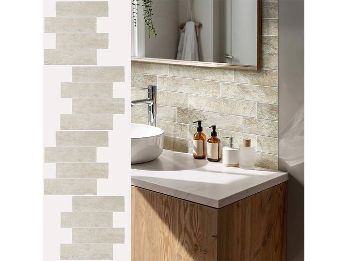 Fliesenaufkleber, selbstklebend, stein-beige