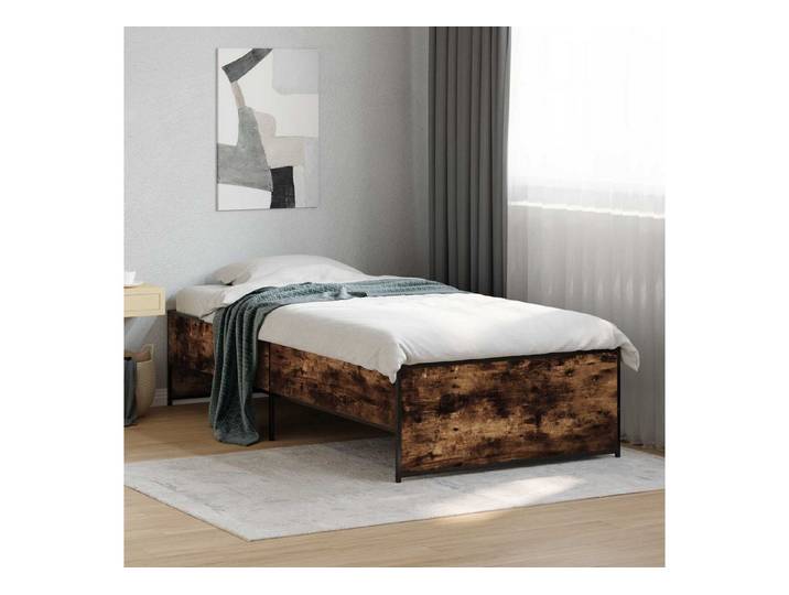 furnicato Bettgestell Bettrahmen 80 x 200 cm Geräucherte Eiche (1-tlg), Stabiles Einzelbett mit Lattenrost für optimale Luftzirkulation