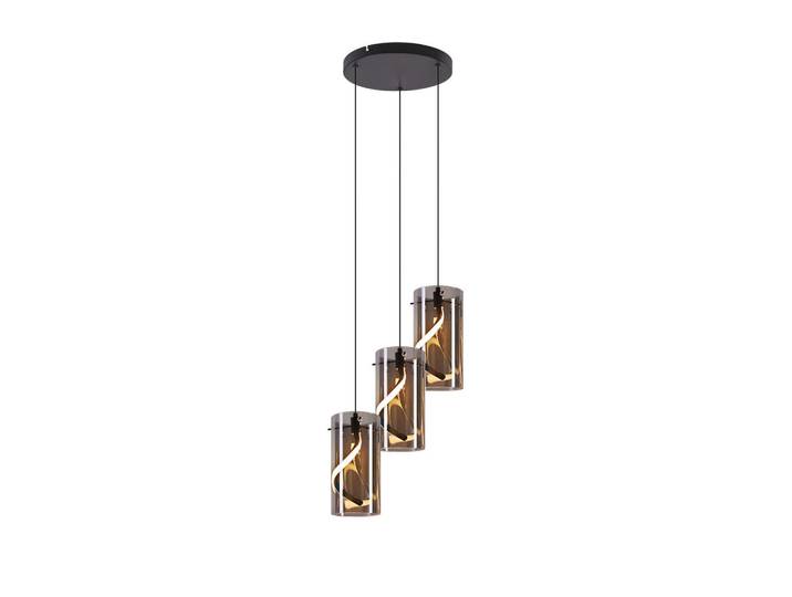 ZMH LED Pendelleuchte Alistair 25/25/150 cm, Schwarz, Glas, LED integrated, 25x150x25 cm, Lampen & Leuchten, Innenbeleuchtung, Hängeleuchten, Pendelleuchten