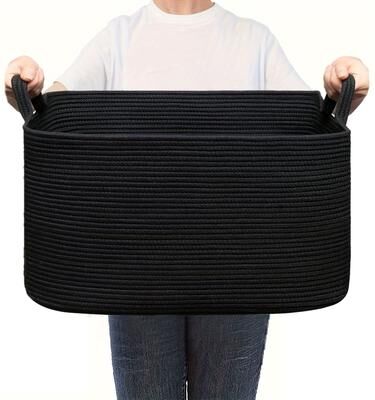 Daily Discovery Cotton Rope Storage Basket Woven Cube Shelf Organizer For Home black