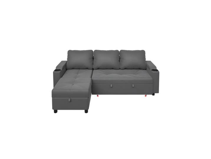 Canapé d'angle Hoamll avec fonction couchage et lit intégré, canapé-lit 3 places, canapé extensible en forme de L, petit canapé D