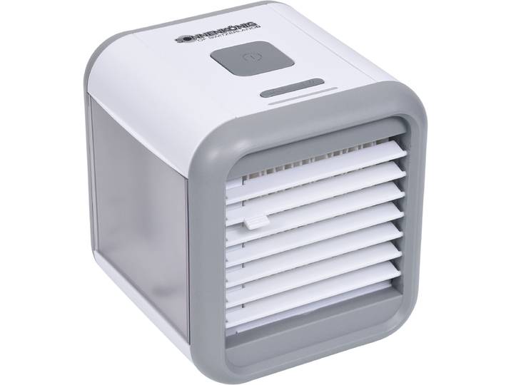 Tischventilator SONNENKÖNIG Fresh Cube, Filter aus künstlichem Hirschleder, 0.4L Tank, laufruhig , weiß, B:16,5cm H:18,5cm T:17,5cm, Ventilatoren, Tischventilator, einfache Bedienung, 3 Ventilationsstufen