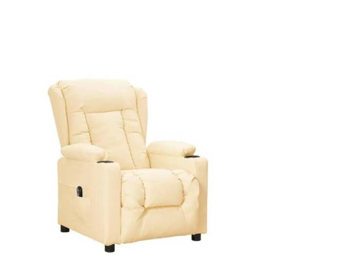 IBUQDDV Relaxsessel Elektrisch Creme Kunstleder mit 3 Liegepositionen Elektrische Liegefunktion, 3 Positionen, 2-Tasten-Fernbedienung, Holz-Metall-Rahmen, pflegeleichtes Kunstleder