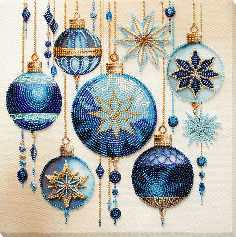 Perlen-Stickbild "Weihnachtskugeln", 25 x 25 cm