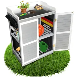 Coemo Gartenschrank Lola aus Holz Balkonschrank mit verzinkter Arbeitsplatte
