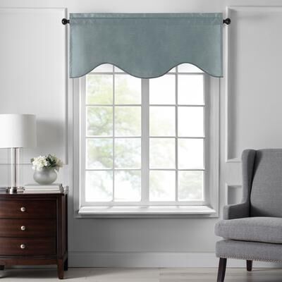 Threadmade "Gracewood Hollow Foster Faux Silk Scalloped Window Valance - 50""x21"""