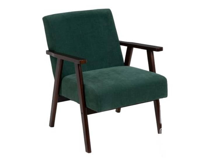 DRW Vintage-Sessel aus Chenille-Stoff und Holz in Grün und Braun