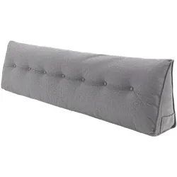 Home Nature Wohnkonzept Keilkissen grau 200x52x19 cm, Dreieckiges Lesekissen mit Seitenfach & waschbarem Bezug, 1 Stück