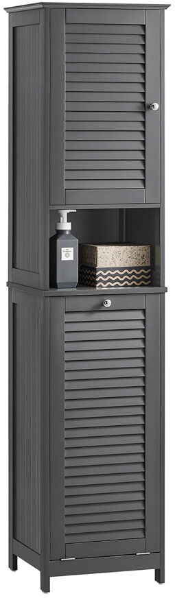 Marlow Home Co. Lyonsdale Linen Cabinet Dark Grey 170cm H X 40cm W X 38cm D