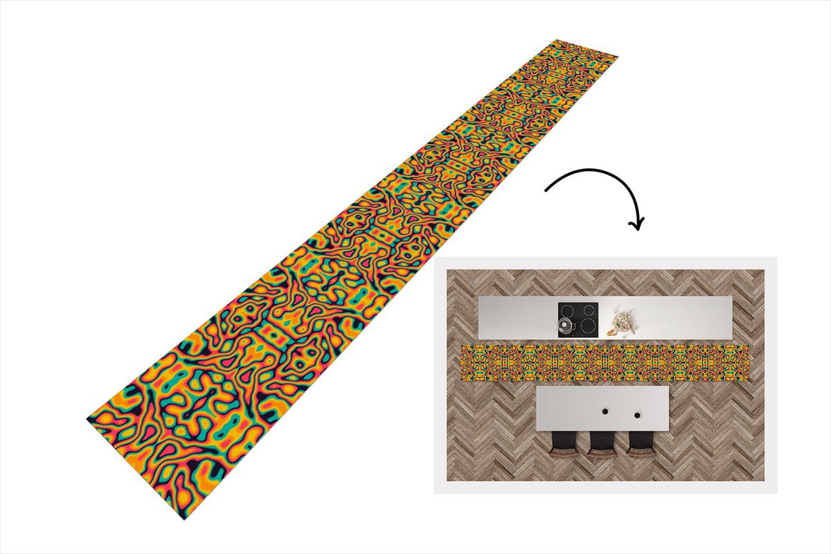 KitchenYeah Keukenloper Psychedelic Lavalamp Abstract Vinyl - B/D: 60 x 480 cm
