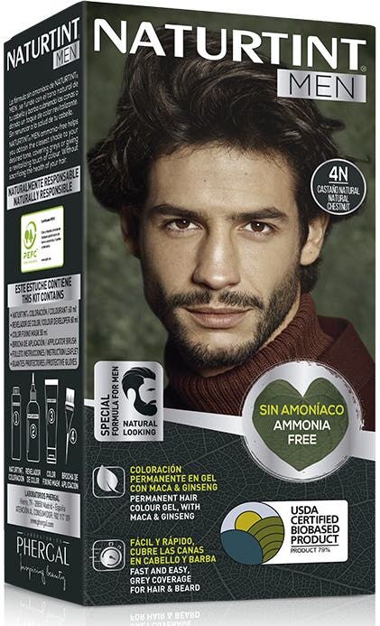 Naturtint Men Gel Coloracion Permanente 4 N Castaño Natural 170 ml
