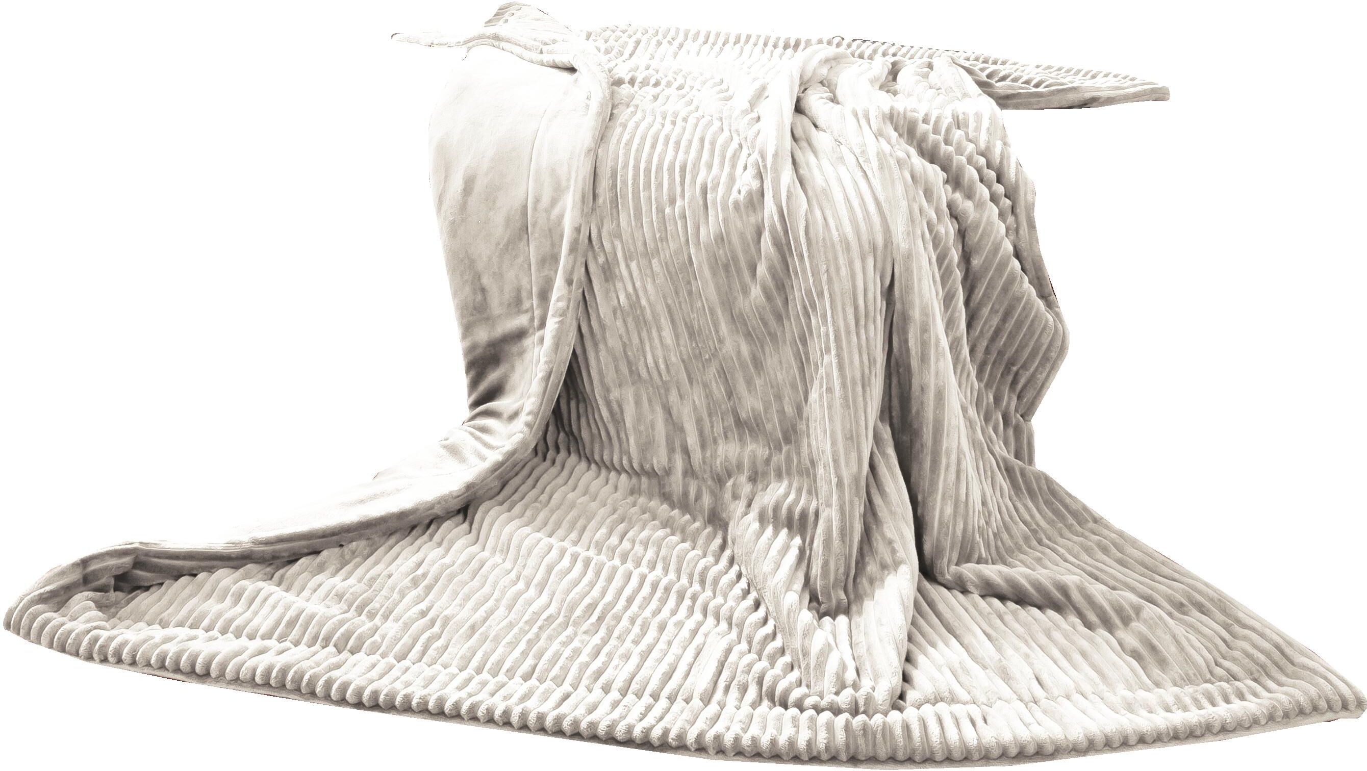 Wohndecke GÖZZE "Cordoptik", beige (creme), B:150cm L:200cm, Kunstfaser, Wohndecken, Wohndecke, mit Glanzeffekt, Kuscheldecke