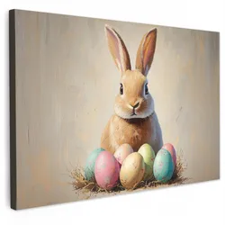 LEINWANDBILD Osterhase - Pastell - Eier Deko Schlafzimmer 30x20 cm