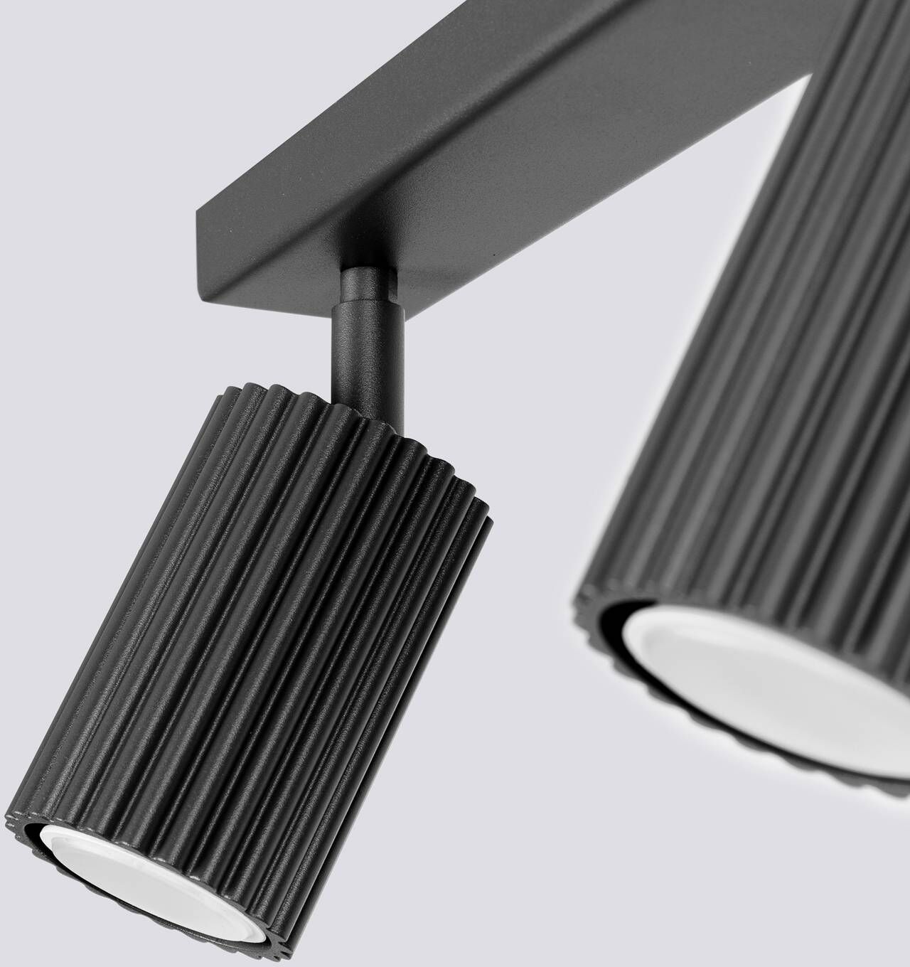 Deckenstrahler Karbon, schwarz, Länge 45 cm, Alu, 3-flg. Karbon SOLLUX LIGHTING, dimmbar, schwarz, für Wohn- / Esszimmer, Aluminium, Modern, Strahler
