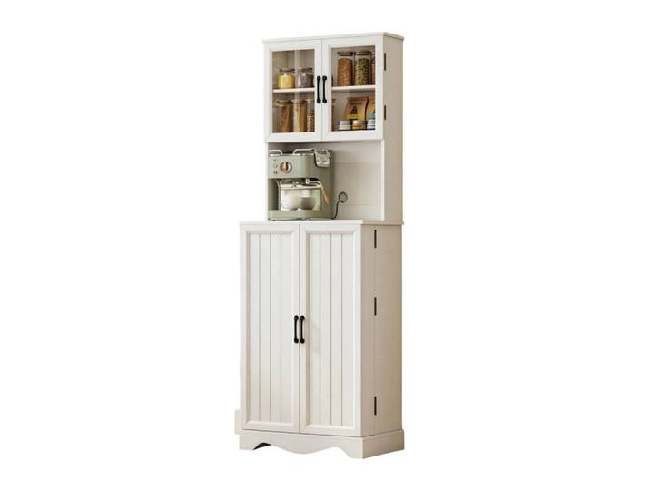 ComfortXL Buffet De-38833 60/39,5/179,6 cm 4 Türen und 8 Gewürzhalter Weiß, 60x179.6x39.5 cm, Esszimmer, Anrichten, Buffetschränke