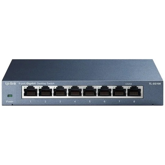 TP-Link TL-SG108 8-Port Gigabit Desktop Switch Zwart/Zilver