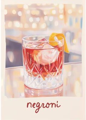 Inspire Select Aperol Spritz Cocktail Canvas Wall Art Italian Pizza, Wine & Negroni Kitchen Poster ct854 7.9 X 11.8 In unframed