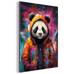 METALLBILD Panda - Jacke - Graffiti - Orange 60x80 cm