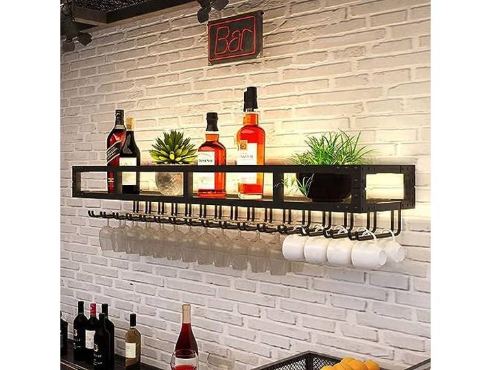 SAGIDAR Hängende Bar Weinglasregal, Metall Weinglashalter Regal, Gläser-Aufbewahrung Gold/Schwarz, Einfacher Zugang, 60cm-150cm, Nicht Leicht Zu Beschädigen, Für Hausbar, Küche, Bar