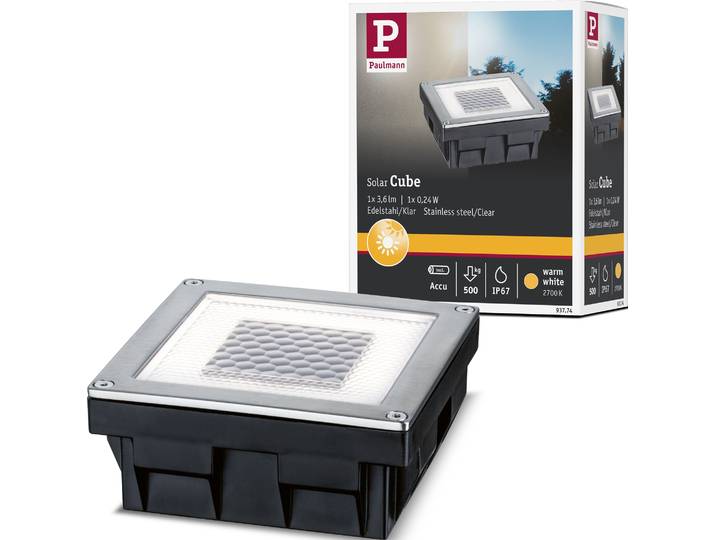 LED Einbauleuchte PAULMANN Cube , silber (edelstahlfarben), B:10cm H:5cm T:10cm, Leuchten, LED Einbauleuchte, LED-Board, Bodeneinbauleuchten-Set, Solar, Edelstahl